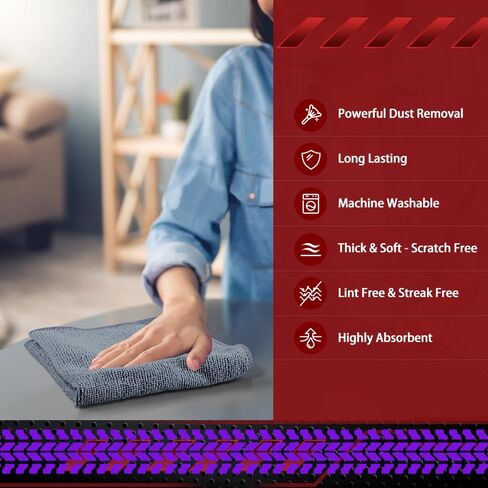 10 عبوات تنظيف الألياف الدقيقة ، مناشف خالية من الوبر 12 × 12 بوصة للسيارات والمطابخ والنوافذ وورش العمل-فائقة الأمام وخالية من الخدش ، متعددة الألوان in Saudi Arabia