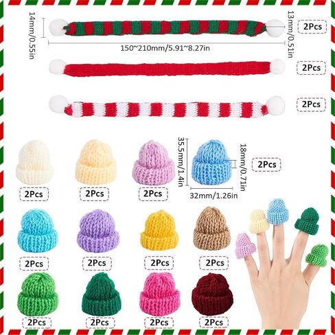 SUNNYCLUE 40Pcs Mini Knitting Hats Christmas Cute Knit Small Wool Yarn Hat Bobble Hats Mini Doll Hats for Crafts Jewelry Making Santa Hat Caps Xmas Ornament Art and Craft Decor Random Mixed Color in Saudi Arabia