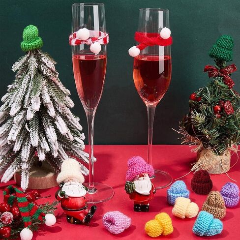 SUNNYCLUE 40Pcs Mini Knitting Hats Christmas Cute Knit Small Wool Yarn Hat Bobble Hats Mini Doll Hats for Crafts Jewelry Making Santa Hat Caps Xmas Ornament Art and Craft Decor Random Mixed Color in Saudi Arabia