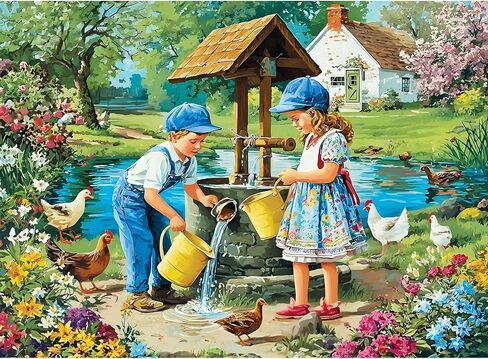 300 Piece Puzzles for Adult, Flower Jigsaw Puzzles 300 Pieces for Adults Kids Senior, Windmill River Adult Jigsaw Puzzles, Challenging Family Fun Puzzle Activity Game Gift for Friend 20.5 X 15 in in Kuwait