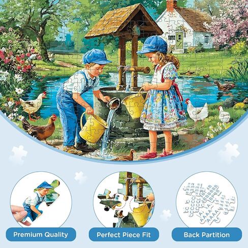 300 Piece Puzzles for Adult, Flower Jigsaw Puzzles 300 Pieces for Adults Kids Senior, Windmill River Adult Jigsaw Puzzles, Challenging Family Fun Puzzle Activity Game Gift for Friend 20.5 X 15 in in Kuwait
