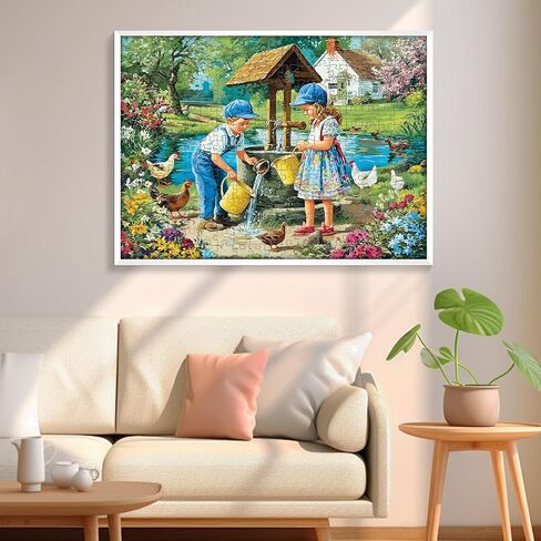 300 Piece Puzzles for Adult, Flower Jigsaw Puzzles 300 Pieces for Adults Kids Senior, Windmill River Adult Jigsaw Puzzles, Challenging Family Fun Puzzle Activity Game Gift for Friend 20.5 X 15 in in Kuwait