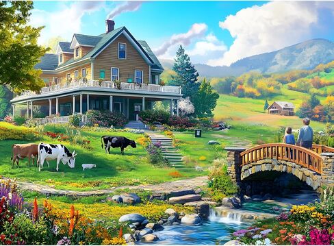 300 Piece Puzzles for Adult, Flower Jigsaw Puzzles 300 Pieces for Adults Kids Senior, Windmill River Adult Jigsaw Puzzles, Challenging Family Fun Puzzle Activity Game Gift for Friend 20.5 X 15 in in Kuwait