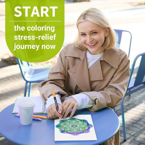 Adult Coloring Books for Women Relaxation, Spiral Bound Mindfulness Coloring Book with 36 Colors Markers, Anxiety Relief, Relaxing Gifts for Women & Men with 48 Patterns Include Mandala Animal Flowers in Kuwait