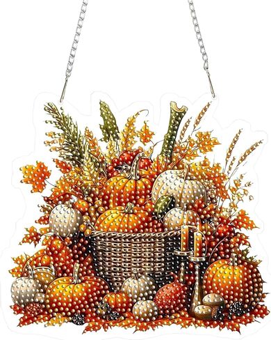 Halloween Scarecrow Diamond Art Hanging Kit for Adult, 5D Special Shaped Rhinestone&Double Sided Acrylic, Diamond Art Pendants DIY Ornament for Windows Home Garden in Kuwait