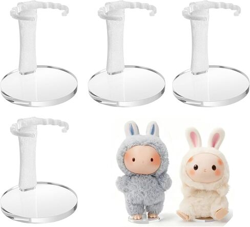 Adjustable Doll Stand for Sitting & Standing Positions - Premium Acrylic Base Display Holder for 3-7" Figures, (White, 2-Pack) in Saudi Arabia