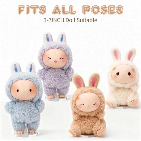 Adjustable Doll Stand for Sitting & Standing Positions - Premium Acrylic Base Display Holder for 3-7" Figures, (White, 2-Pack) in Saudi Arabia