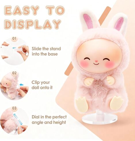 Adjustable Doll Stand for Sitting & Standing Positions - Premium Acrylic Base Display Holder for 3-7" Figures, (White, 2-Pack) in Saudi Arabia