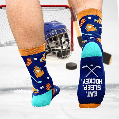 Hockey Gifts For Boys & Men – Funny Hockey Socks, Stocking Stuffers, Christmas Gift For Kids, Teen Boy Socks, And Cool Gifts For Sports Lovers, Soft, And Warm Material in Saudi Arabia