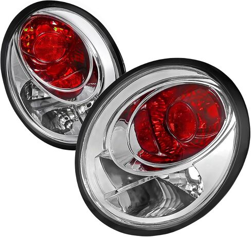Spec-D Tuning Euro Chrome Housing Clear Lens Tail Lights Compatible with 1998-2005 VW Beetle, Left + Right Pair Assembly in Kuwait