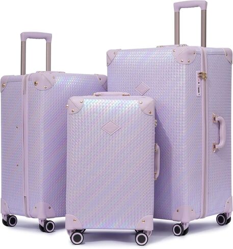 3 قطع سعة كبيرة الأمتعة عتيقة مجموعة مع قفل TSA ، والأسلوب الفاخر الطراز Maletas de viaje ، للرجال والنساء يحملون مجموعة الأمتعة ， أسود in Saudi Arabia