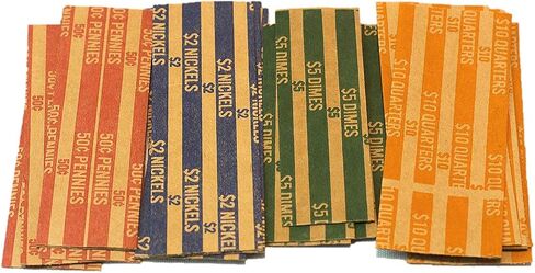 J Mark المغطى بدقة مغلفة لفة العملة المعدنية (الربعات ، الدايمات ، النيكل ، البنسات) ، ABA مخططة مغلفات لفة العملة المعدنية ABA ، تشمل زلة إيداع J Mark المجانية ، (400 حزمة USD) in Kuwait