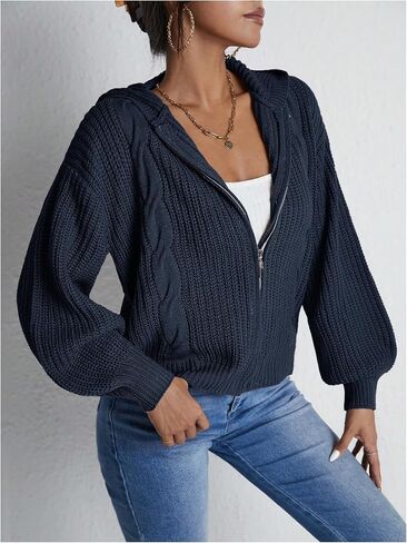 Soly Hux Women's up uded cardigan cardigan long sprop rept lext stiper hoodies fall fall uterwear in Kuwait