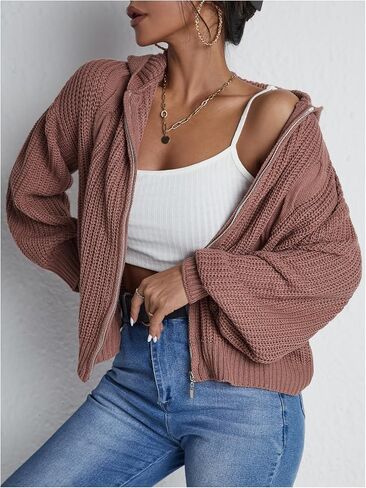 Soly Hux Women's up uded cardigan cardigan long sprop rept lext stiper hoodies fall fall uterwear in Kuwait