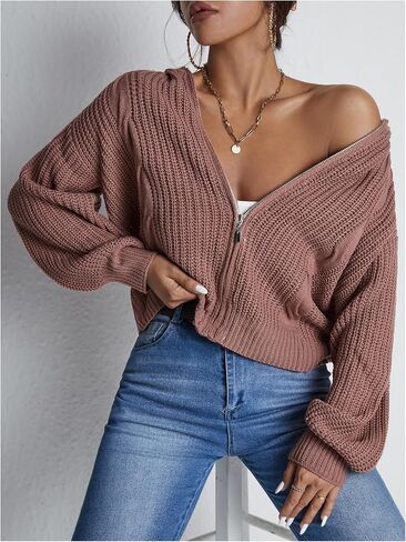 Soly Hux Women's up uded cardigan cardigan long sprop rept lext stiper hoodies fall fall uterwear in Kuwait