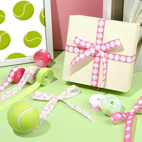 6 لفات 30 ياردة شرائط تنس ، 5/8 '' تنس جروس غرين شرائط الوردي الأخضر الشريط الحرف الزخرفي للهدية أقواس الشعر القوس الزهور الصنع الحزب ديكور. in Kuwait