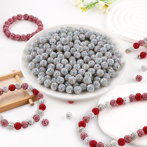 120Pcs Mixed Color 10mm Rhinestone Beads for Jewelry Making, Multicolor Round Sparkly Clay Crystal Disco Ball Beads for Necklace Bracelet and DIY Crafts in Kuwait