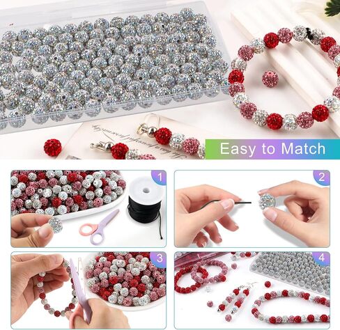 120Pcs Mixed Color 10mm Rhinestone Beads for Jewelry Making, Multicolor Round Sparkly Clay Crystal Disco Ball Beads for Necklace Bracelet and DIY Crafts in Kuwait