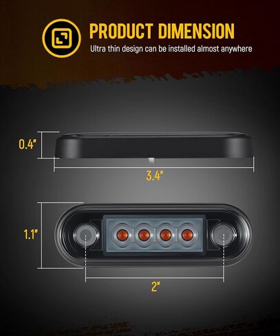 Partsam 4Pcs 3.4 inch Amber LED Clearance Side Marker Lights, Surface Mount Trailer Marker Lights for Truck RV Camper Motorhome Pickup Tractor, IP67 Waterproof in Saudi Arabia