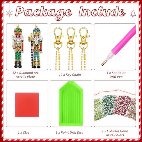 Christmas Diamond Painting Keychain Kit Gingerbread Man Diamond Art Accessories 5D DIY Diamond Painting Art Ornament Full Drill Diamond Key Rings Pendant for Beginners Christmas Tree Home Decorations in Kuwait