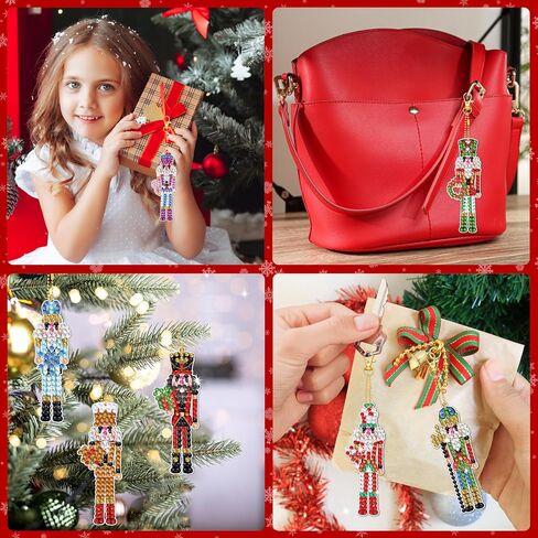 Christmas Diamond Painting Keychain Kit Gingerbread Man Diamond Art Accessories 5D DIY Diamond Painting Art Ornament Full Drill Diamond Key Rings Pendant for Beginners Christmas Tree Home Decorations in Kuwait