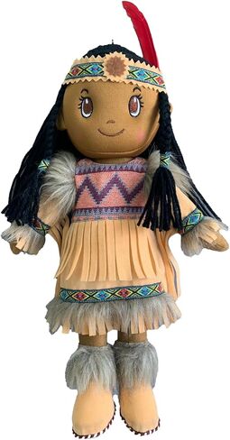 Kinnex Collections 14" Native American Indian Plush Rag Doll - DF14003 (Brown-Nizhoni) in Kuwait