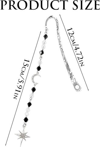 Gothic Halloween Metal Bookmark - Silver Unique Book Marks Beads Crow Charm Cool Page Mark Bookish School Office Supplies Gifts Reading Accessories for Women Men Students Teachers Readers in Kuwait