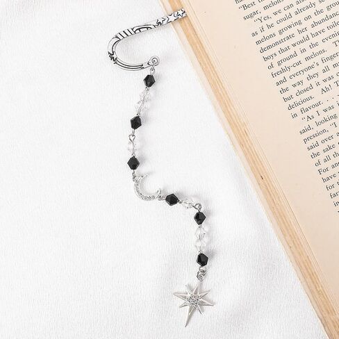 Gothic Halloween Metal Bookmark - Silver Unique Book Marks Beads Crow Charm Cool Page Mark Bookish School Office Supplies Gifts Reading Accessories for Women Men Students Teachers Readers in Kuwait