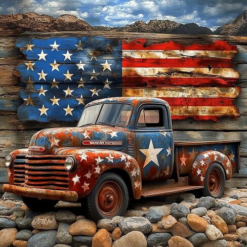 Maxbye Colorful Truck Diamond Art Painting Kits للبالغين ، فن النسر 5D للمبتدئين ، DIY Full Drill Flag Art Craft for Home Wall Decor 12x12 In in Saudi Arabia