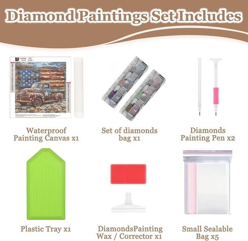 Maxbye Colorful Truck Diamond Art Painting Kits للبالغين ، فن النسر 5D للمبتدئين ، DIY Full Drill Flag Art Craft for Home Wall Decor 12x12 In in Saudi Arabia