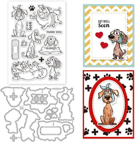 GLOBLELAND Cute Dogs Illustrations Clear Stamp and Cutting Dies Set for Card Making Bulldog Puppy Silicone Transparent Stamps Shepherd Animals Metal Die Cuts for DIY Scrapbooking Photo Album Decor in Saudi Arabia
