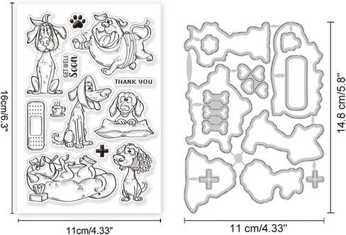 GLOBLELAND Cute Dogs Illustrations Clear Stamp and Cutting Dies Set for Card Making Bulldog Puppy Silicone Transparent Stamps Shepherd Animals Metal Die Cuts for DIY Scrapbooking Photo Album Decor in Saudi Arabia