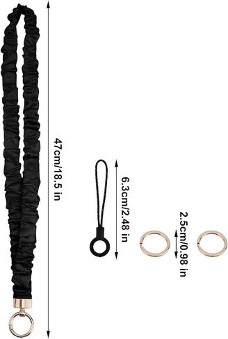 Stretchy Scrunchie Lanyard, Cute Neck Scrunchy Lanyards with 2 Rings and 1 Mobile Phone Strap for ID Badges Keys Bungee Elastic Breakaway Keychain Holder for Women Teacher (Off White) in Kuwait