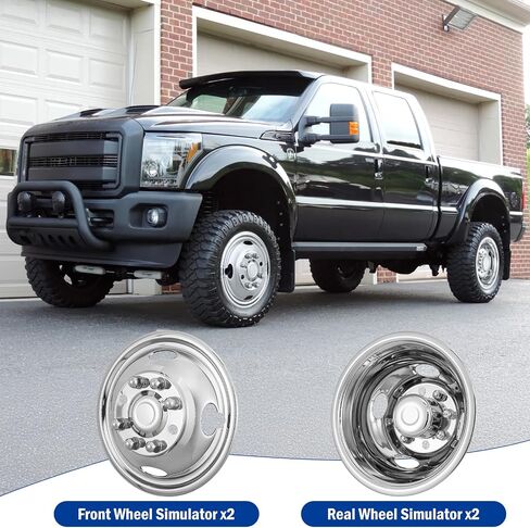 17 "محاكاة العجلات ، 17" 8 Lug Lug Stafless Hubcaps مع مجموعة براغي العروة العجلة ، النهاية المصقولة ، عجلتان أماميتان/عجلات خلفية ، مناسبة لشاحنة فورد F350 2005-2025. in Kuwait