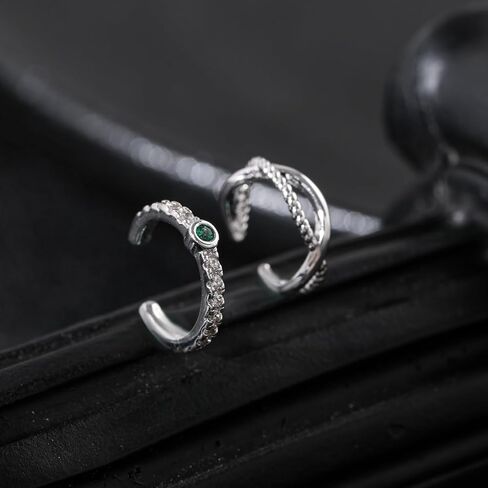 Filigree Blue Topaz Ear Cuff for Women,Non Piercing Vintage Adjustable Ear Cuff Earrings Clip On Cartilage Ear Jewelry 1PC in Saudi Arabia