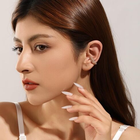 Filigree Blue Topaz Ear Cuff for Women,Non Piercing Vintage Adjustable Ear Cuff Earrings Clip On Cartilage Ear Jewelry 1PC in Saudi Arabia