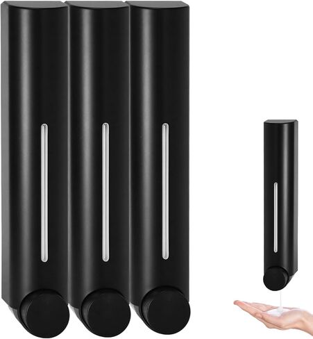 Shower Soap Dispenser, 3-Chamber 420ml Shampoo Conditioner Dispenser Wall Mounted Shower Shampoo Conditioner Dispenser and Organizer for Bathroom Kitchen Hotel(Black) in Saudi Arabia