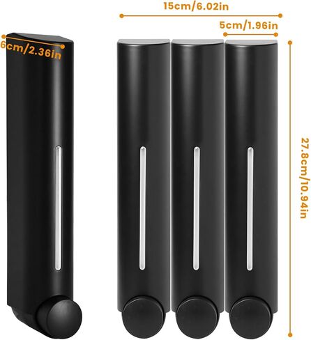 Shower Soap Dispenser, 3-Chamber 420ml Shampoo Conditioner Dispenser Wall Mounted Shower Shampoo Conditioner Dispenser and Organizer for Bathroom Kitchen Hotel(Black) in Saudi Arabia