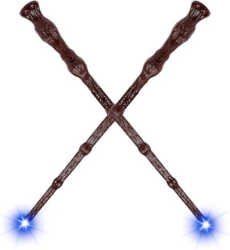 Light Up Wizard Magic Wands with Sound 2PCS Illuminating Witch Wand Set for Kids Cosplay Birthday Party Favors, Root in Saudi Arabia
