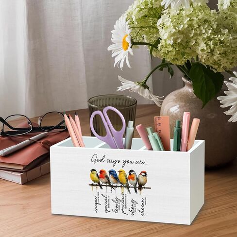 DILSJ Inspirational Bird Pen Pencil Holder Organizer for Desk, Inspirational Gifts for Women, Every Little Thing is Gonna Be Alright Wooden Box Signs for Home Office Desk Tabletop Decoration in Kuwait