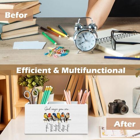 DILSJ Inspirational Bird Pen Pencil Holder Organizer for Desk, Inspirational Gifts for Women, Every Little Thing is Gonna Be Alright Wooden Box Signs for Home Office Desk Tabletop Decoration in Kuwait