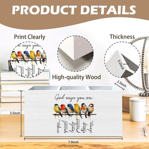 DILSJ Inspirational Bird Pen Pencil Holder Organizer for Desk, Inspirational Gifts for Women, Every Little Thing is Gonna Be Alright Wooden Box Signs for Home Office Desk Tabletop Decoration in Kuwait