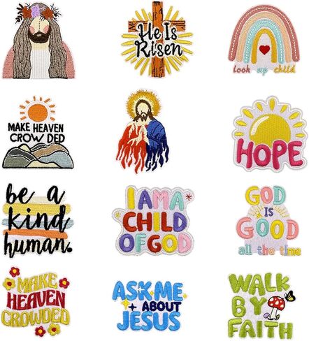 12Pcs Phrase Iron On Patches，Cute Embroidery Applique Patch, Assorted Styles Embroidered Patches Trucker Hat Patches，Embroidered Sew On/Iron on Patches for Backpacks,Jeans,Jackets,Clothes DIY Craft in Saudi Arabia