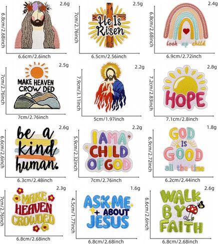 12Pcs Phrase Iron On Patches，Cute Embroidery Applique Patch, Assorted Styles Embroidered Patches Trucker Hat Patches，Embroidered Sew On/Iron on Patches for Backpacks,Jeans,Jackets,Clothes DIY Craft in Saudi Arabia