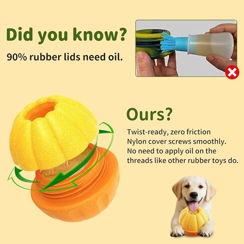 Interactive Dog Toys for Aggressive Chewers, /No Oil Needed/Smooth Screwing Frozen Treat Freezable Dog Puzzle Treat Dispensing Toy to Keep Them Busy for Small Medium Large Breeds, Cream White in Kuwait