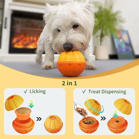 Interactive Dog Toys for Aggressive Chewers, /No Oil Needed/Smooth Screwing Frozen Treat Freezable Dog Puzzle Treat Dispensing Toy to Keep Them Busy for Small Medium Large Breeds, Cream White in Kuwait