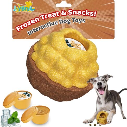 Interactive Dog Toys for Aggressive Chewers, /No Oil Needed/Smooth Screwing Frozen Treat Freezable Dog Puzzle Treat Dispensing Toy to Keep Them Busy for Small Medium Large Breeds, Cream White in Kuwait