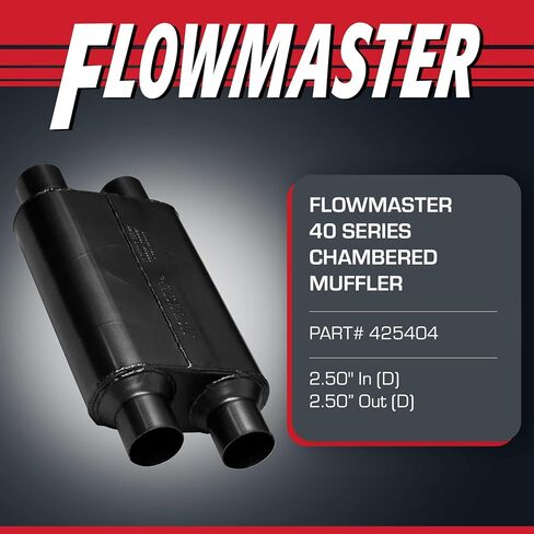 كاتم الصوت الأصلي Flowmaster 40-2.50 "Center In / 2.50"-الصوت العدواني-الصلب المصنوع من الألمنيوم 16-لسيارات العضلات وقضبان الشوارع والشاحنات وسيارات الدفع الرباعي وتصنيع الشريط (42542) in Kuwait