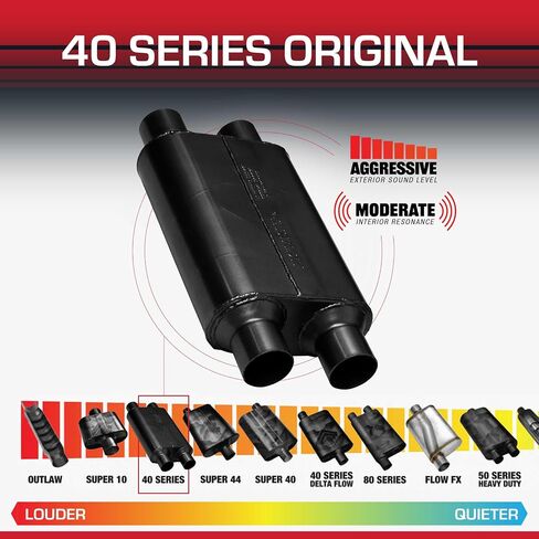 كاتم الصوت الأصلي Flowmaster 40-2.50 "Center In / 2.50"-الصوت العدواني-الصلب المصنوع من الألمنيوم 16-لسيارات العضلات وقضبان الشوارع والشاحنات وسيارات الدفع الرباعي وتصنيع الشريط (42542) in Kuwait