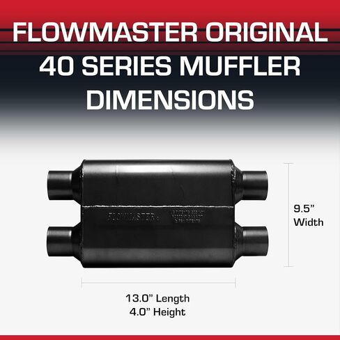 كاتم الصوت الأصلي Flowmaster 40-2.50 "Center In / 2.50"-الصوت العدواني-الصلب المصنوع من الألمنيوم 16-لسيارات العضلات وقضبان الشوارع والشاحنات وسيارات الدفع الرباعي وتصنيع الشريط (42542) in Kuwait